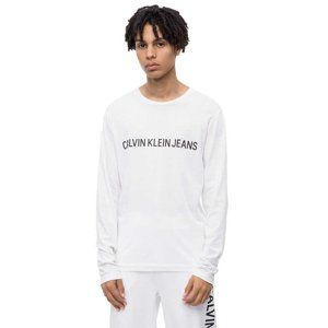 Calvin Klein pánské bílé tričko s dlouhým rukávem - S (112)